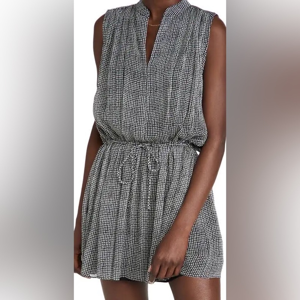 Rag and Bone snake skin pattern dress with v-neck and shirred tie